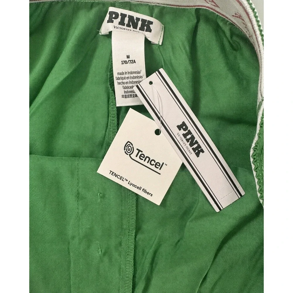 PINK Victoria's Secret Green Tencel Lyocell Boxer Pajama Shorts Medium NWT
